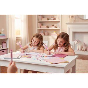 Sparkly Pink Decorative Pen with Bow Beads & Rhinestones - Fun Writing Accessory